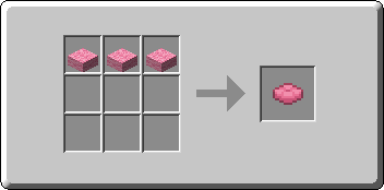 Pink Cushion crafting recipe — the exact Crafting Table grid layout in Minecraft 26.3