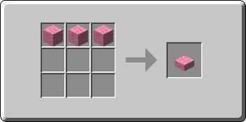 Pink Wool Slab crafting recipe — the exact Crafting Table grid layout in Minecraft 26.3