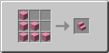 Pink Wool Stairs crafting recipe — the exact Crafting Table grid layout in Minecraft 26.3