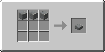 Polished Andesite Slab crafting recipe — the exact Crafting Table grid layout in Minecraft 26.3