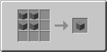 Polished Andesite crafting recipe — the exact Crafting Table grid layout in Minecraft 26.3