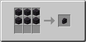 Polished Blackstone Brick Wall crafting recipe — the exact Crafting Table grid layout in Minecraft 26.3
