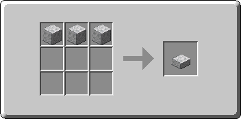 Polished Diorite Slab crafting recipe — the exact Crafting Table grid layout in Minecraft 26.3