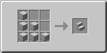 Polished Diorite Stairs crafting recipe — the exact Crafting Table grid layout in Minecraft 26.3