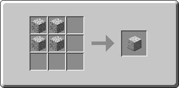 Polished Diorite crafting recipe — the exact Crafting Table grid layout in Minecraft 26.3