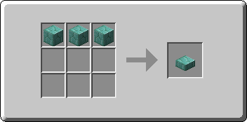 Prismarine Brick Slab crafting recipe — the exact Crafting Table grid layout in Minecraft 26.3