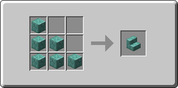 Prismarine Brick Stairs crafting recipe — the exact Crafting Table grid layout in Minecraft 26.3