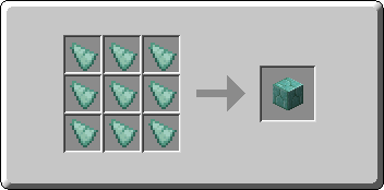 Prismarine Bricks crafting recipe — the exact Crafting Table grid layout in Minecraft 26.3