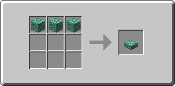 Prismarine Slab crafting recipe — the exact Crafting Table grid layout in Minecraft 26.3
