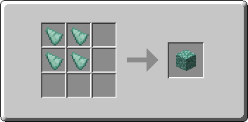 Prismarine crafting recipe — the exact Crafting Table grid layout in Minecraft 26.3