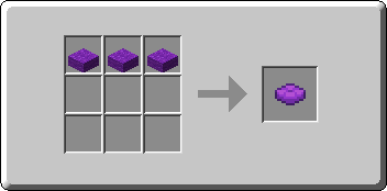 Purple Cushion crafting recipe — the exact Crafting Table grid layout in Minecraft 26.3