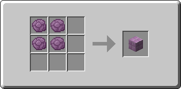 Purpur Block crafting recipe — the exact Crafting Table grid layout in Minecraft 26.3