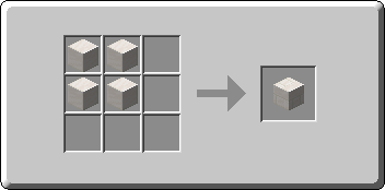 Quartz Bricks crafting recipe — the exact Crafting Table grid layout in Minecraft 26.3