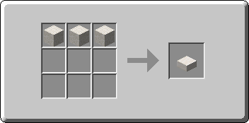 Quartz Slab crafting recipe — the exact Crafting Table grid layout in Minecraft 26.3