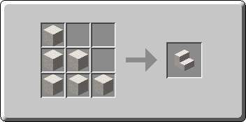 Quartz Stairs crafting recipe — the exact Crafting Table grid layout in Minecraft 26.3