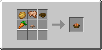 Rabbit Stew crafting recipe — the exact Crafting Table grid layout in Minecraft 26.3