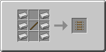 Rail crafting recipe — the exact Crafting Table grid layout in Minecraft 26.3