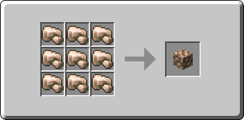 Block of Raw Iron crafting recipe — the exact Crafting Table grid layout in Minecraft 26.3