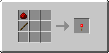 Redstone Torch crafting recipe — the exact Crafting Table grid layout in Minecraft 26.3