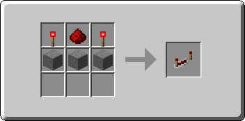 Redstone Repeater crafting recipe — the exact Crafting Table grid layout in Minecraft 26.3