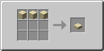 Sandstone Slab crafting recipe — the exact Crafting Table grid layout in Minecraft 26.3