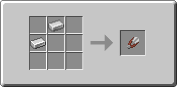 Shears crafting recipe — the exact Crafting Table grid layout in Minecraft 26.3