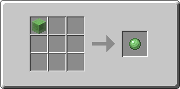 Slimeball crafting recipe — the exact Crafting Table grid layout in Minecraft 26.3