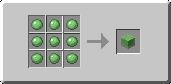 Slime Block crafting recipe — the exact Crafting Table grid layout in Minecraft 26.3