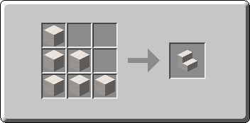 Smooth Quartz Stairs crafting recipe — the exact Crafting Table grid layout in Minecraft 26.3