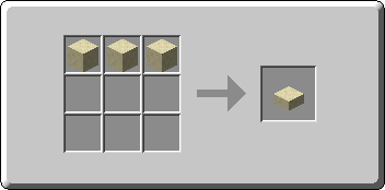 Smooth Sandstone Slab crafting recipe — the exact Crafting Table grid layout in Minecraft 26.3