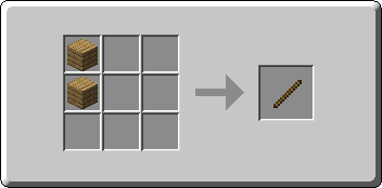 Stick crafting recipe — the exact Crafting Table grid layout in Minecraft 26.3