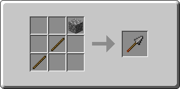 Stone Spear crafting recipe — the exact Crafting Table grid layout in Minecraft 26.3