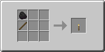 Torch crafting recipe — the exact Crafting Table grid layout in Minecraft 26.3