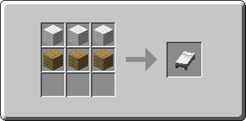 Bed crafting recipe — the exact Crafting Table grid layout in Minecraft 26.3
