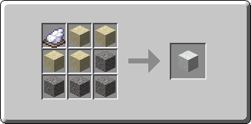 Concrete Powder crafting recipe — the exact Crafting Table grid layout in Minecraft 26.3