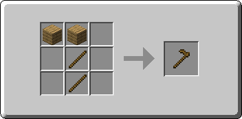 Hoe crafting recipe — the exact Crafting Table grid layout in Minecraft 26.3
