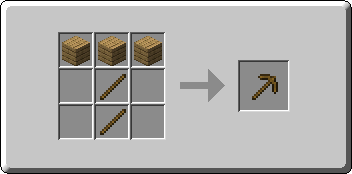 Pickaxe crafting recipe — the exact Crafting Table grid layout in Minecraft 26.3