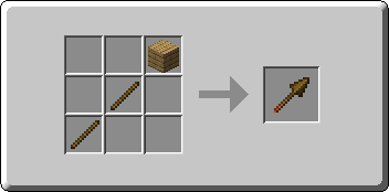 Wooden Spear crafting recipe — the exact Crafting Table grid layout in Minecraft 26.3