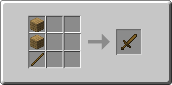 Sword crafting recipe — the exact Crafting Table grid layout in Minecraft 26.3