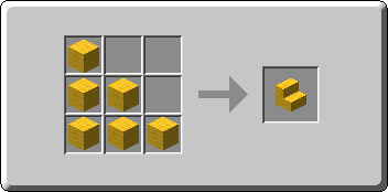 Yellow Wool Stairs crafting recipe — the exact Crafting Table grid layout in Minecraft 26.3
